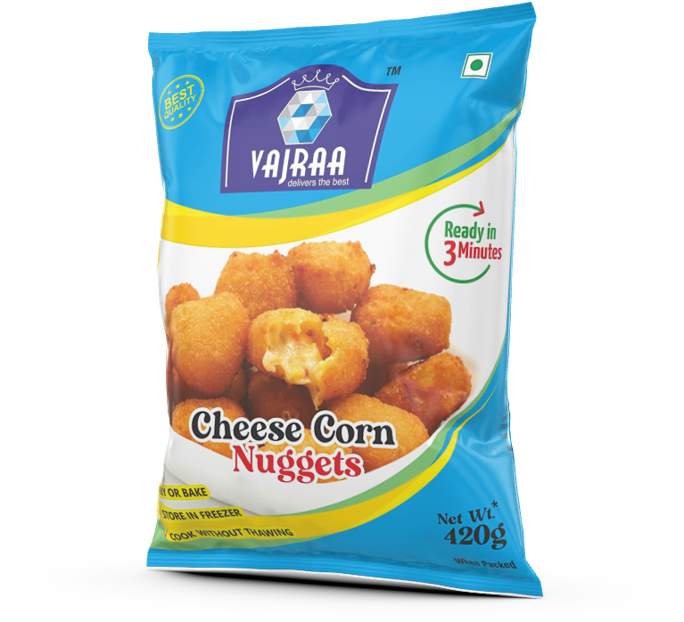 Vajraa Cheese Corn Nuggets packaging