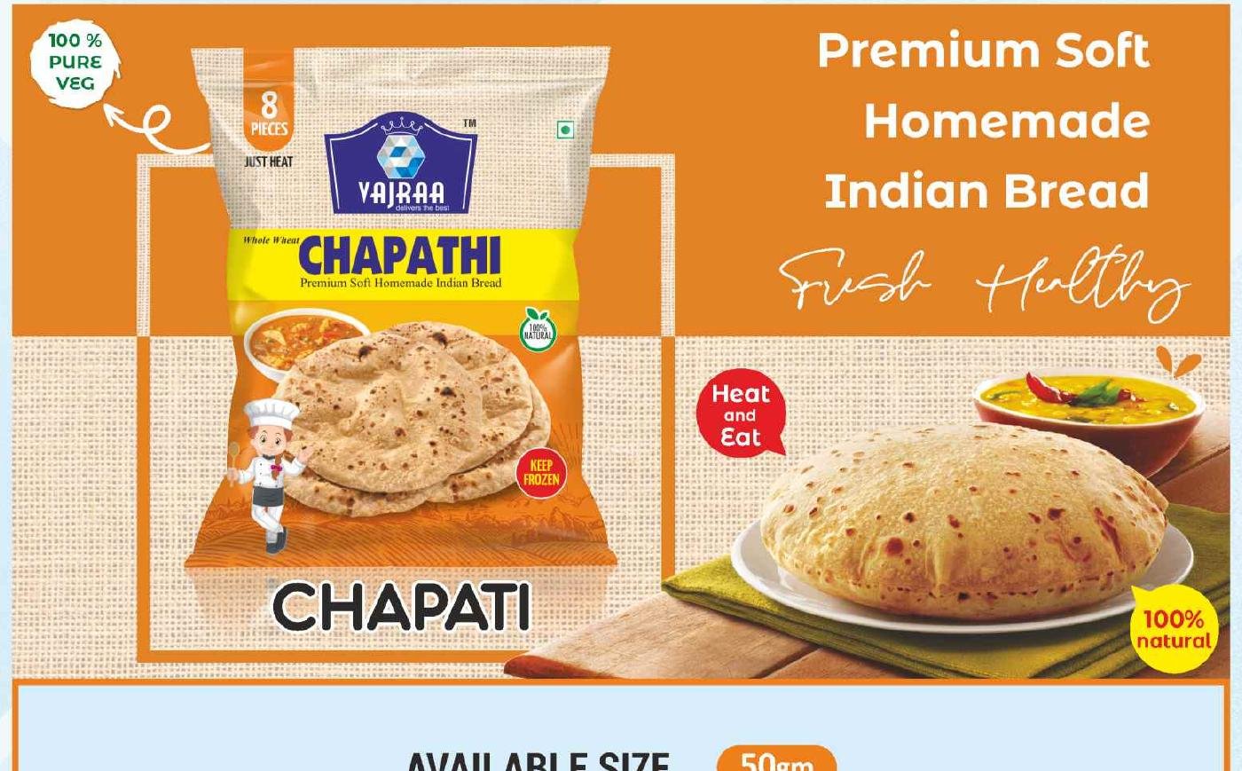Vajraa Chapati packaging
